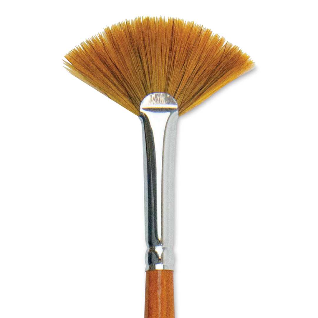 Open in modal - Silver Brush Golden Natural Brush - Fan, Short Handle, Size 2 close up