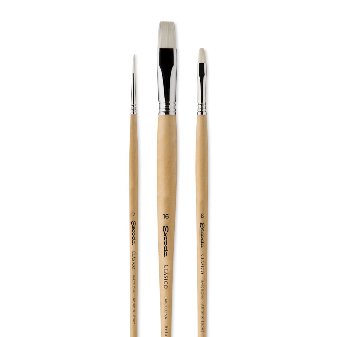 Open in modal - Escoda Signature Brush Set - Antonio Lopez Garcia, brushes out of the packaging
