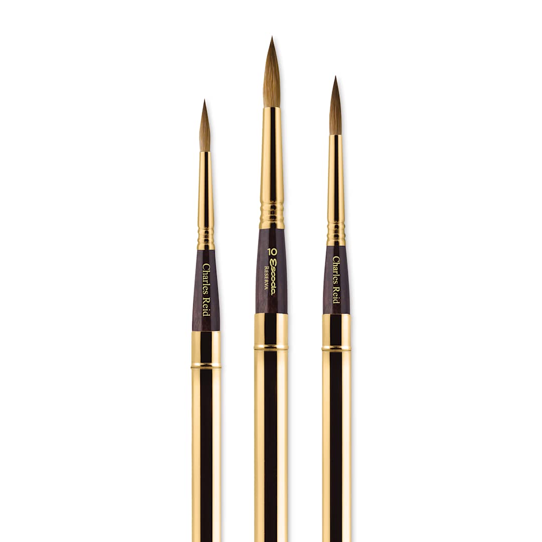 Open in modal - Escoda Reserva Kolinsky-Tajmyr Sable Brush - Charles Reid Signature Brush Set, Pocket Round