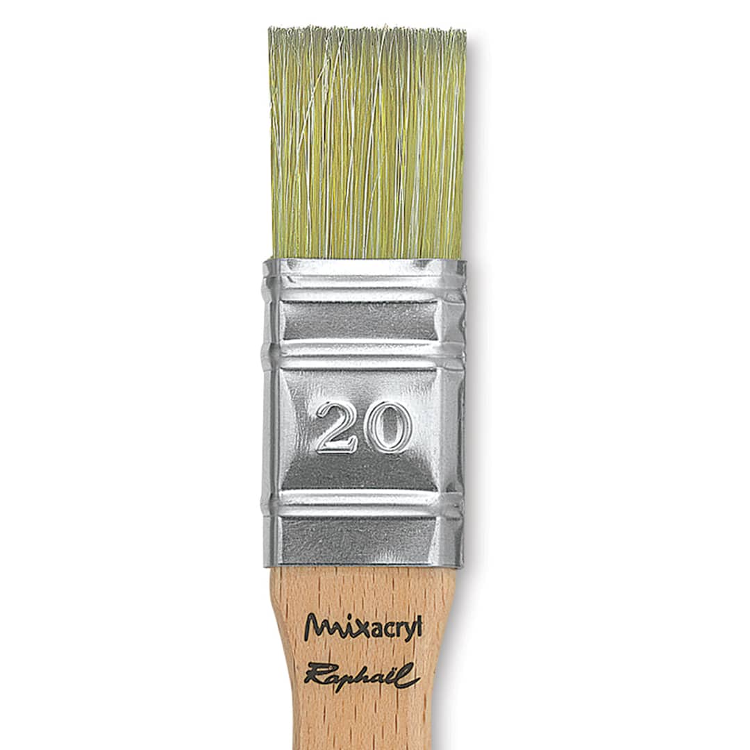 Open in modal - Raphael Mixacryl Natural Bristle/Synthetic Mix Brush - Mixed Media Flat, Size 20 close up