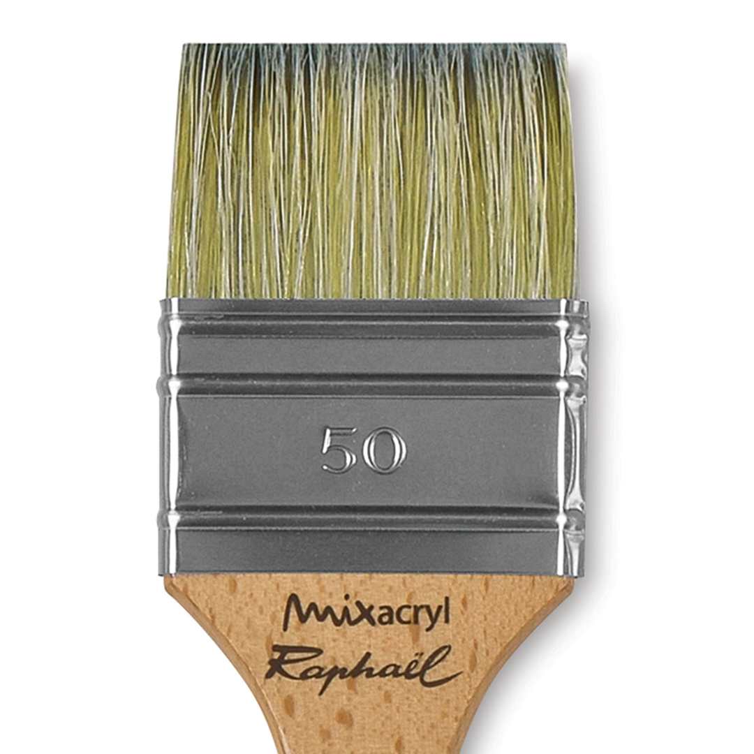 Open in modal - Raphael Mixacryl Natural Bristle/Synthetic Mix Brush - Mixed Media Flat, Size 50 close up