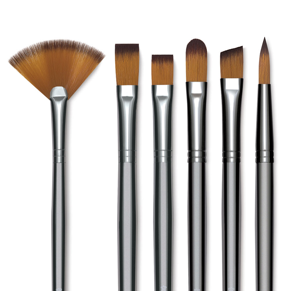 Open in modal - Royal & Langnickel Zen All Media Brushes - Closeup of Assorted brushes shown upright