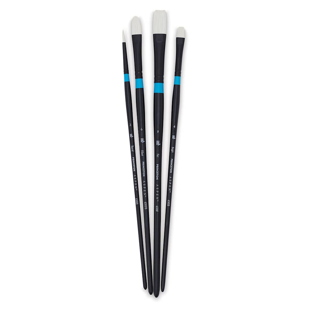Open in modal - Princeton Aspen Series 6500 Synthetic Brushes - Aspen set of 4 shown fanned
