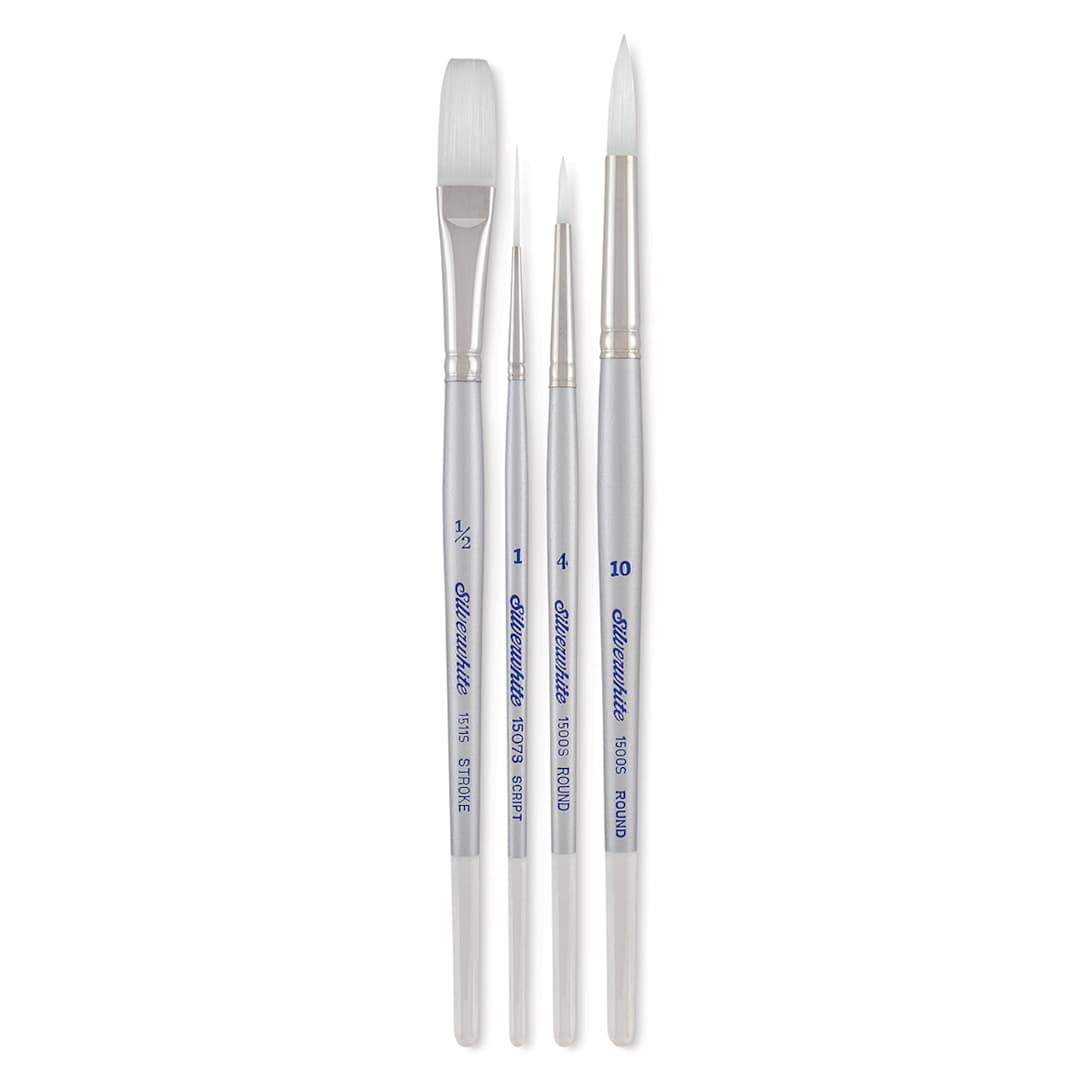 Open in modal - Silverwhite Soft Synthetic Brushes - Short handled set of 4 Detail Brushes