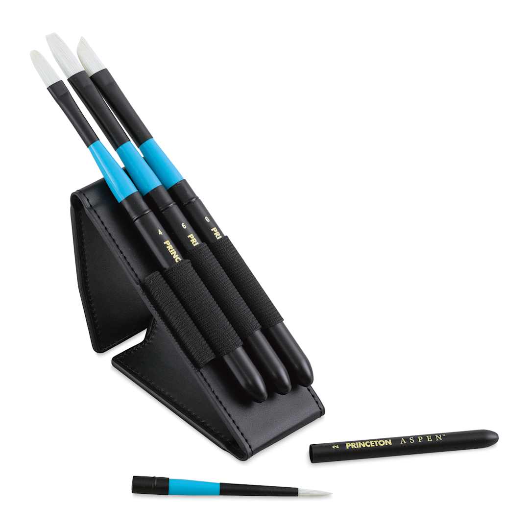 Open in modal - Princeton Aspen Series 6500 Synthetic Travel Brushes - Set of 4 brushes in traveling case