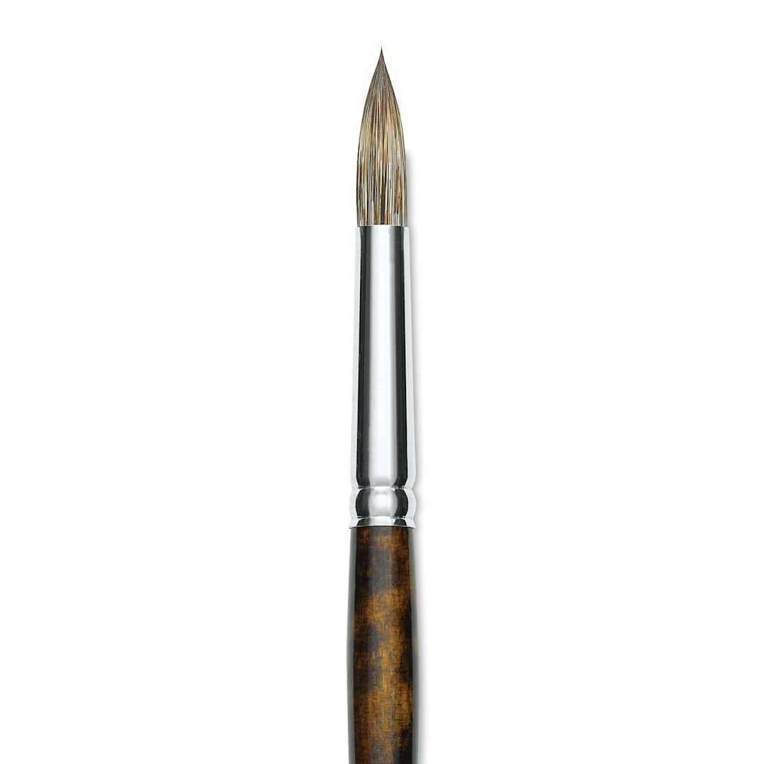Open in modal - Silver Brush Monza Synthetic Mongoose Artist Brush - Long Handle, Round, Size 12 (close up)