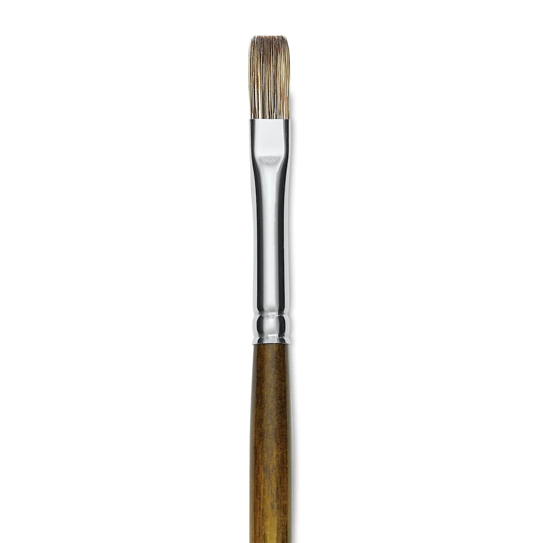 Open in modal - Silver Brush Monza Synthetic Mongoose Artist Brush - Long Handle, Flat, Size 4 (close up)