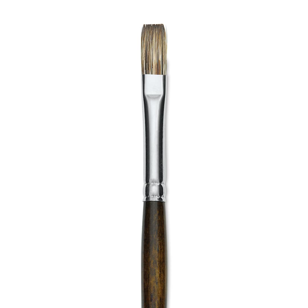 Open in modal - Silver Brush Monza Synthetic Mongoose Artist Brush - Long Handle, Flat, Size 6 (close up)