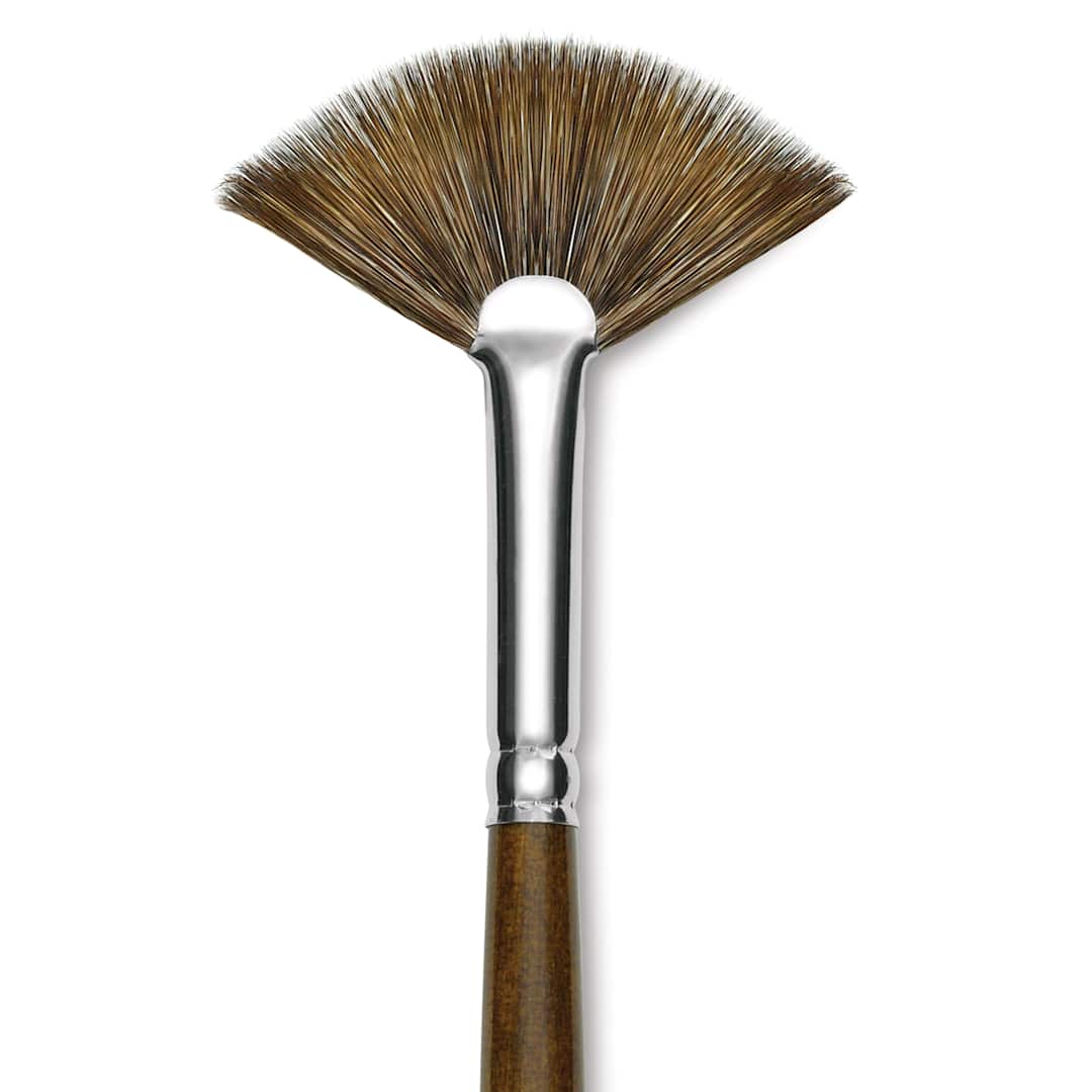 Open in modal - Silver Brush Monza Synthetic Mongoose Artist Brush - Long Handle, Fan, Size 4 (close up)