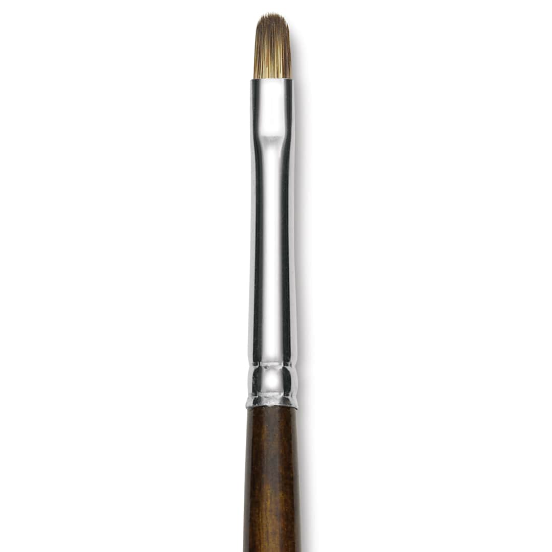 Open in modal - Silver Brush Monza Synthetic Mongoose Artist Brush - Long Handle, Short Filbert, Size 2 (close up)