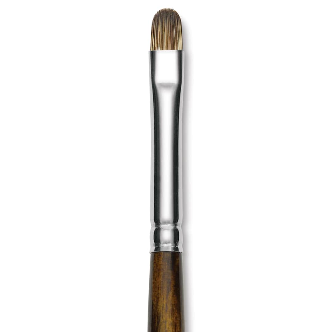Open in modal - Silver Brush Monza Synthetic Mongoose Artist Brush - Long Handle, Short Filbert, Size 4 (close up)