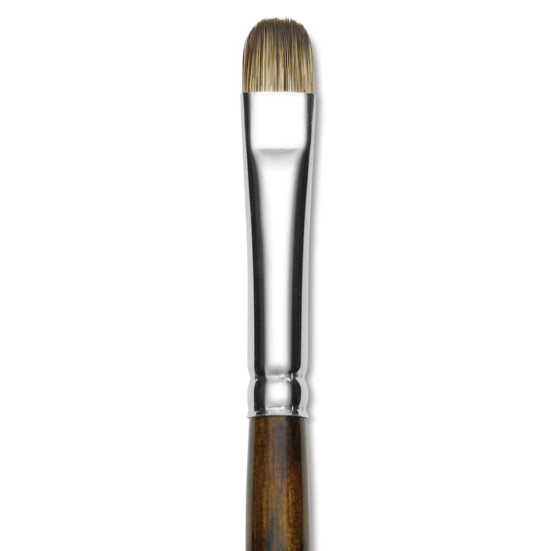 Open in modal - Silver Brush Monza Synthetic Mongoose Artist Brush - Long Handle, Short Filbert, Size 8 (close up)