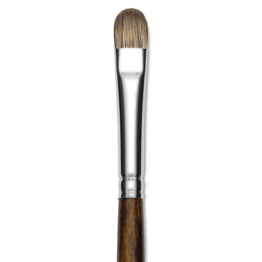 Open in modal - Silver Brush Monza Synthetic Mongoose Artist Brush - Long Handle, Short Filbert, Size 10 (close up)
