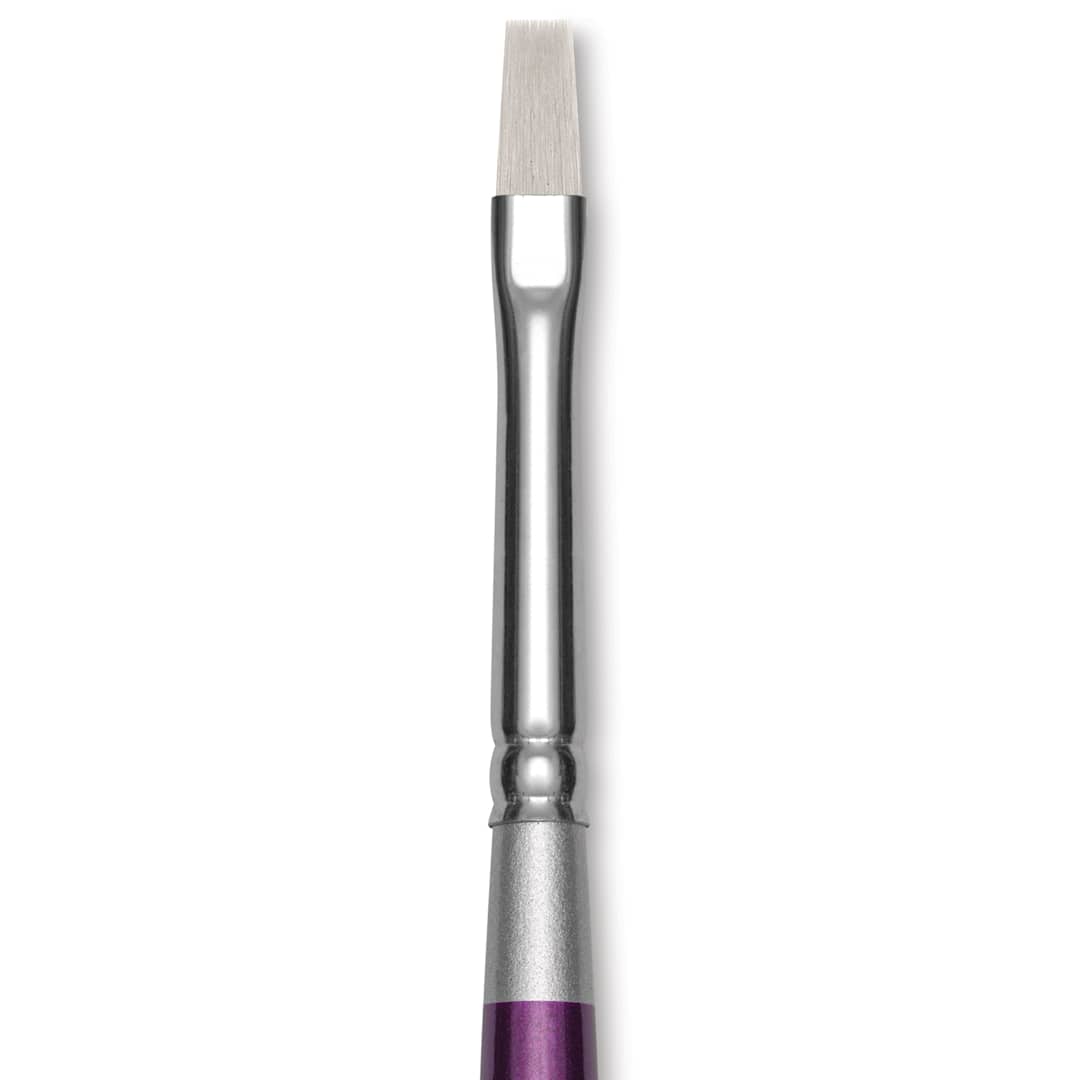Open in modal - Silver Brush Silver Silk 88 Synthetic Brush - Short Handle, Flat Shader, Size 4, close-up