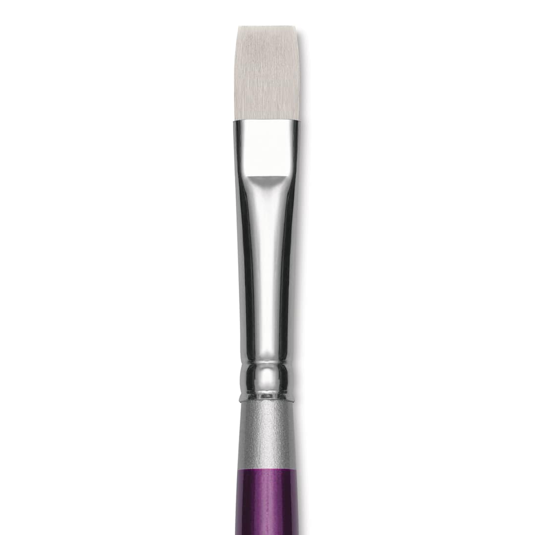 Open in modal - Silver Brush Silver Silk 88 Synthetic Brush - Short Handle, Flat Shader, Size 10, close-up
