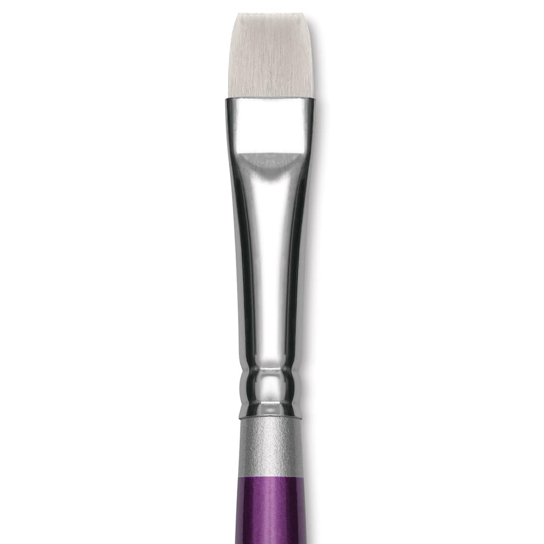 Open in modal - Silver Brush Silver Silk 88 Synthetic Brush - Short Handle, Chisel Blender, Size 8, close-up