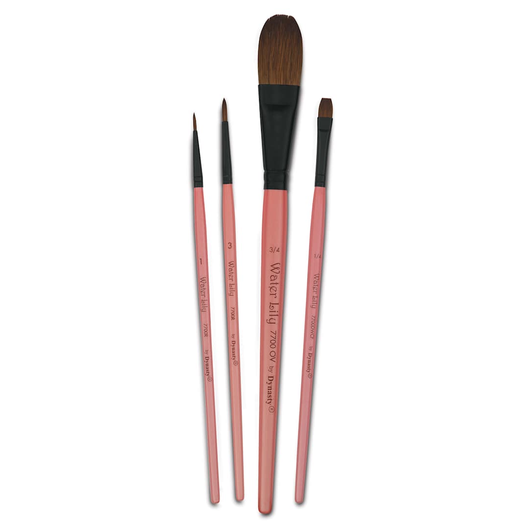Open in modal - Dynasty Water Lily Watercolor Brushes - Set 1, Short Handle, Set of 4