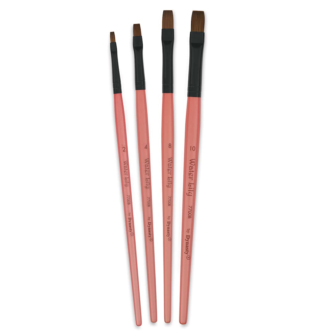 Open in modal - Dynasty Water Lily Watercolor Brushes - Set 7, Short Handle, Set of 4