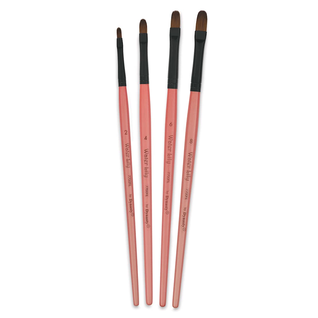 Open in modal - Dynasty Water Lily Watercolor Brushes - Set 8, Short Handle, Set of 4