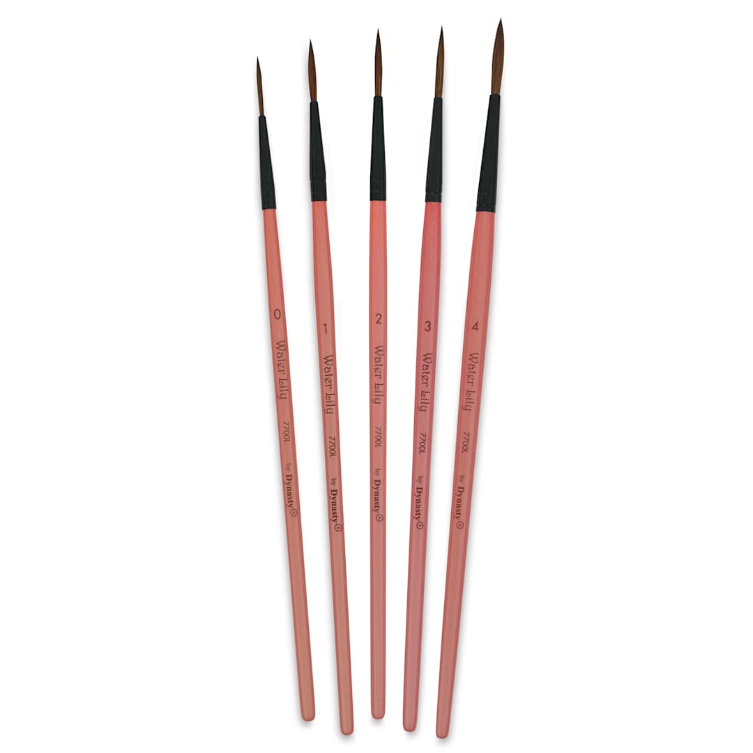 Open in modal - Dynasty Water Lily Watercolor Brushes - Set 9, Short Handle, Set of 4