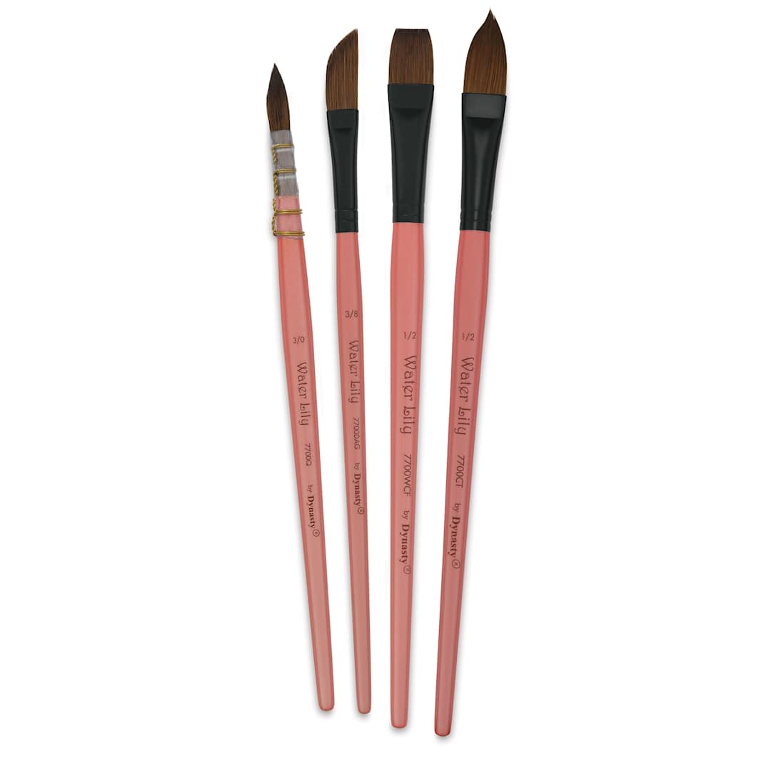 Open in modal - Dynasty Water Lily Watercolor Brushes - Set 10, Short Handle, Set of 4