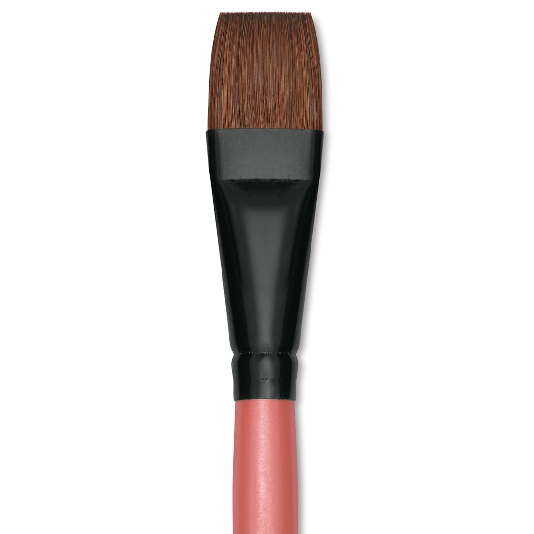 Open in modal - Dynasty Water Lily Watercolor Brush - Short Handle, Flat, Size 3/4", close-up