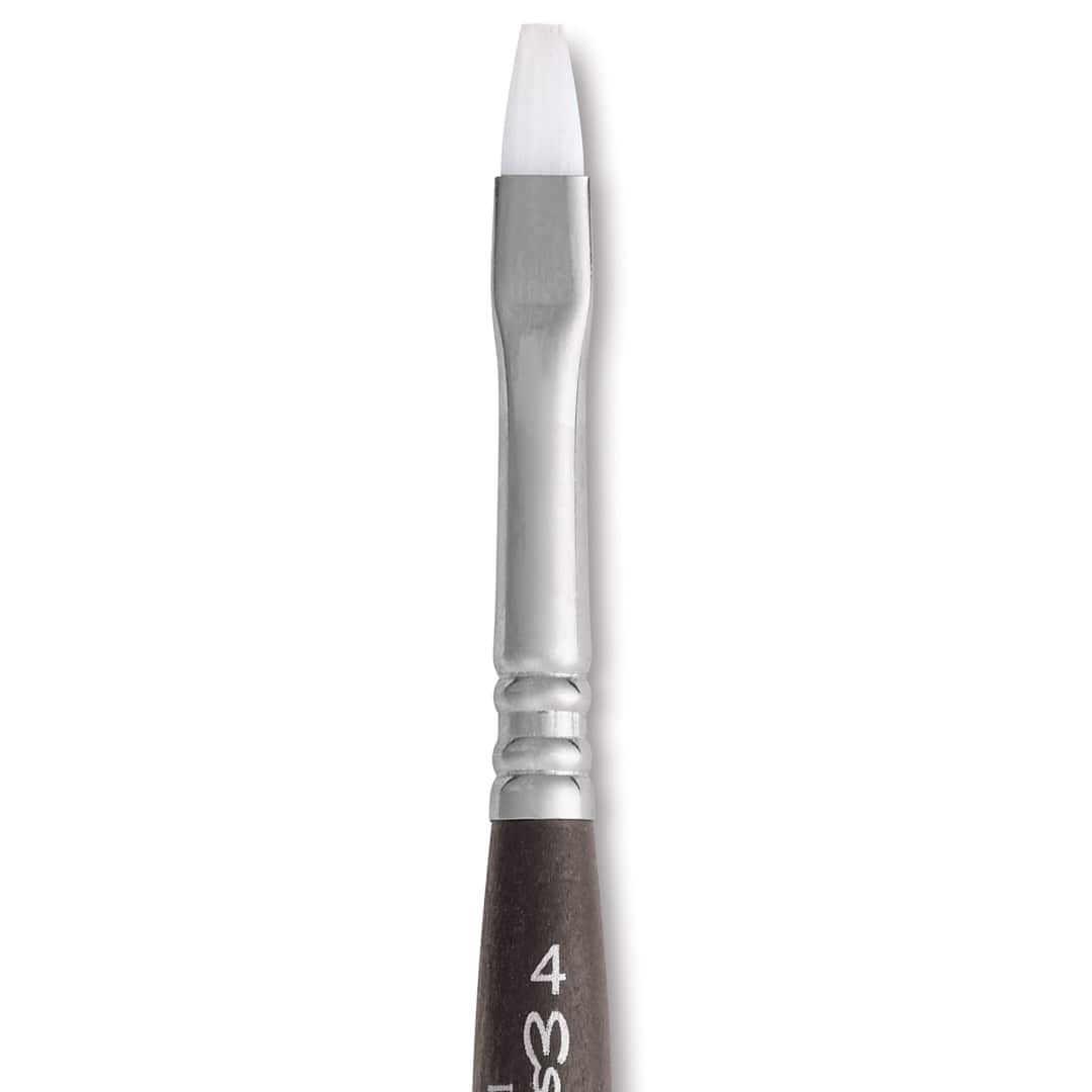 Open in modal - Escoda Perla Toray White Synthetic Travel Brush - Bright, Short Handle, Size 4, close-up