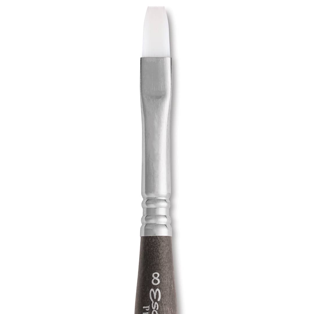 Open in modal - Escoda Perla Toray White Synthetic Travel Brush - Bright, Short Handle, Size 8, close-up