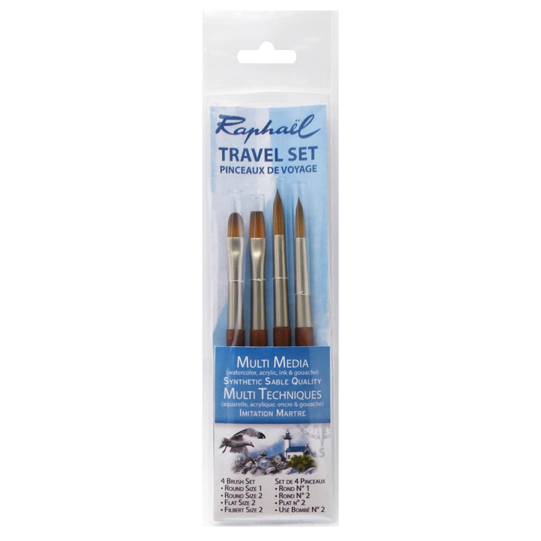 Open in modal - Raphaël Precision Mini Brushes - Set of 4, Short Handle, Travel Assorted
