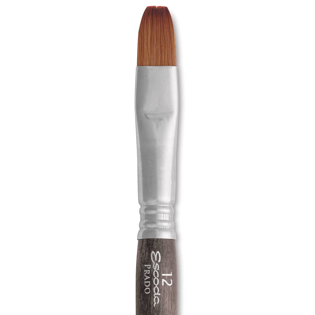 Open in modal - Escoda Prado Tame Synthetic Travel Brush - Bright, Short Handle, Size 12, close-up