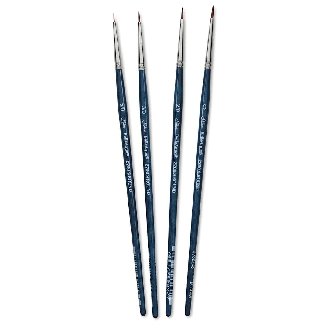 Open in modal - Silver Brush BelleAqua Brushes - Perfect Detail Watercolor Set, Set of 4, brushes fanned out