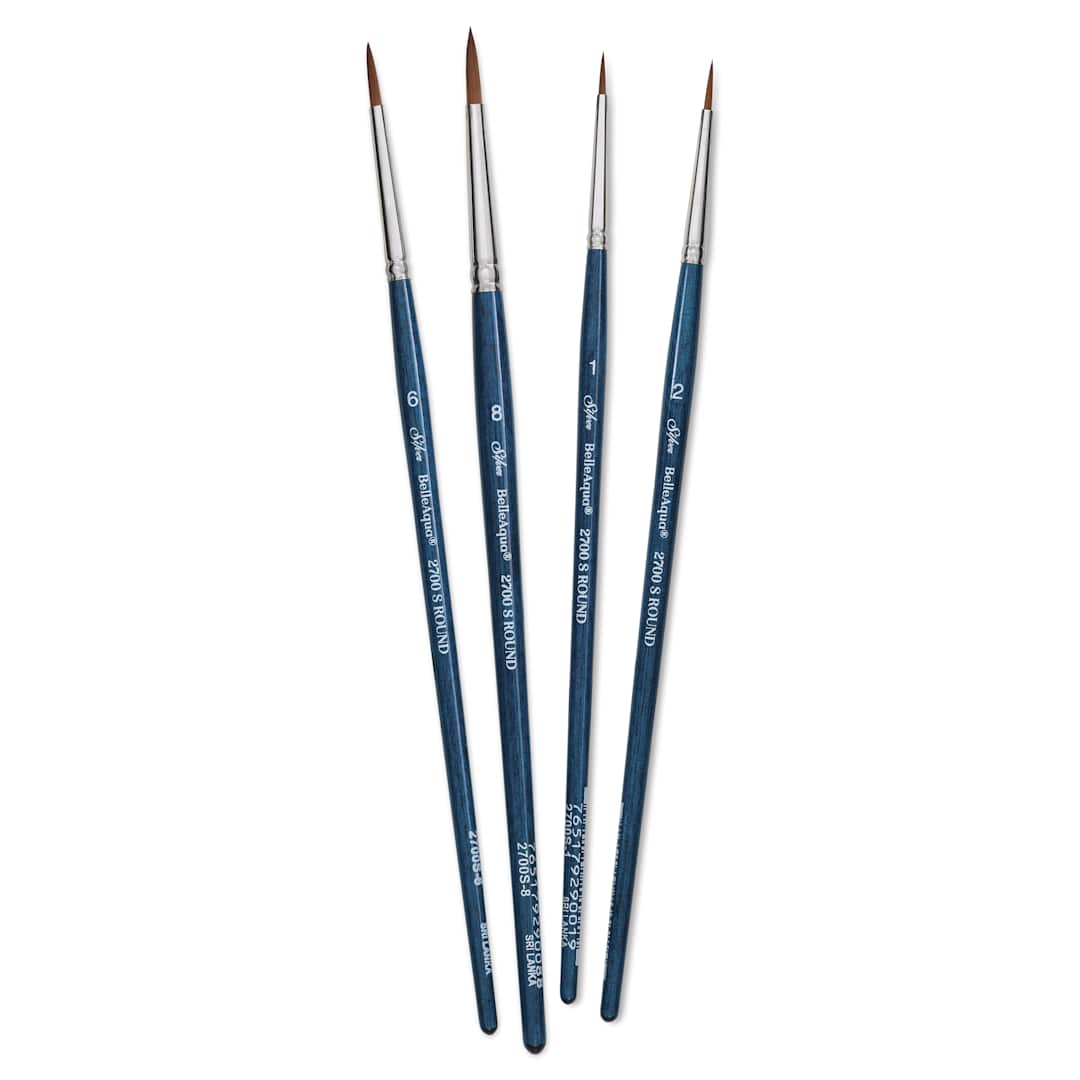 Open in modal - Silver Brush BelleAqua Brushes - Ideal Round Watercolor Set, Set of 4, brushes fanned out