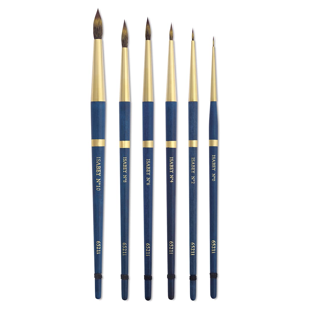 Open in modal - Isabey Isacolor Synthetic Brushes, group of Round brushes laid out