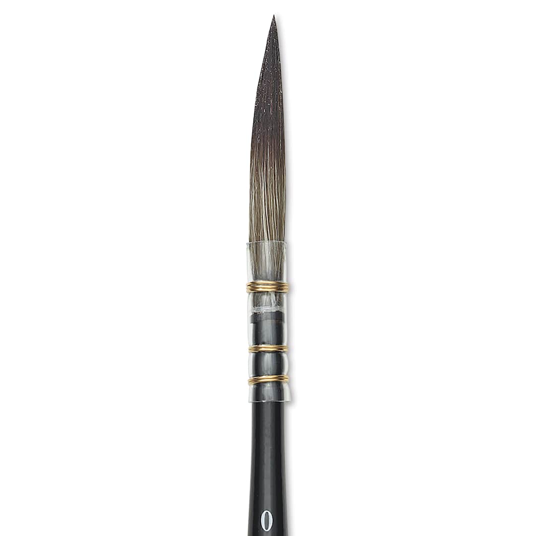 Open in modal - Da Vinci Casaneo Synthetic Squirrel Watercolor Brush - Quill Liner, Size 0, Short Handle, Synthetic, close-up