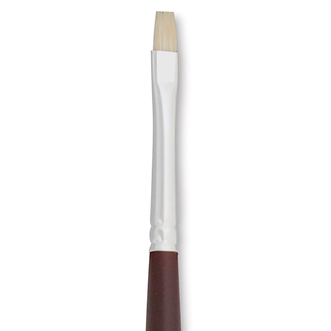 Open in modal - Silver Brush Silverstone Premium White Hog Bristle Brush - Bright, Long Handle, Size 0 close up
