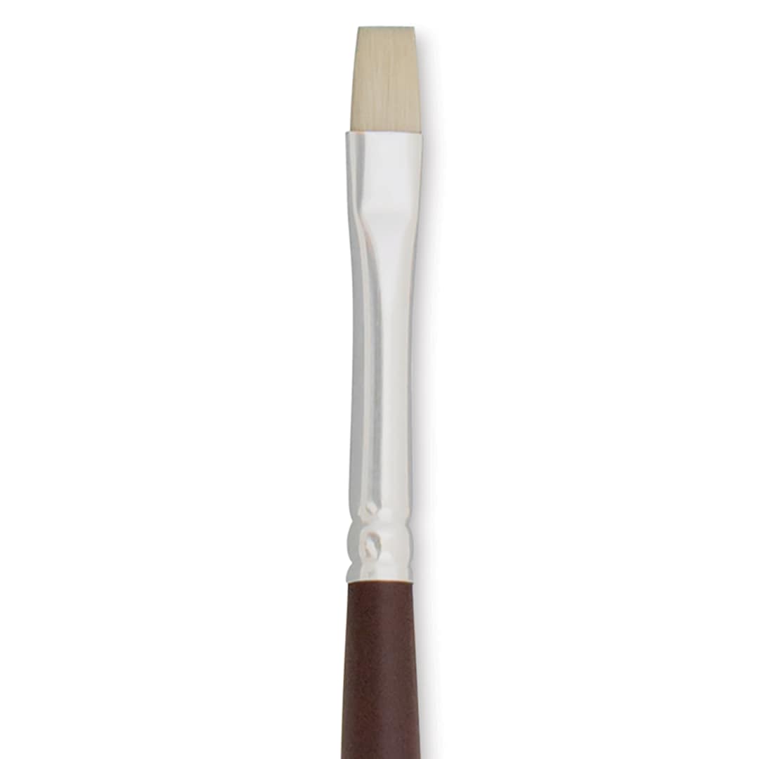 Open in modal - Silver Brush Silverstone Premium White Hog Bristle Brush - Bright, Long Handle, Size 1 close up