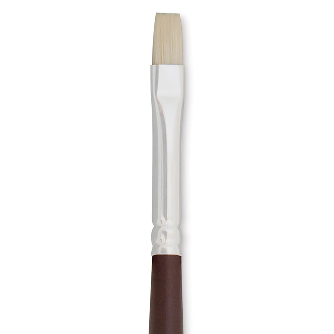 Open in modal - Silver Brush Silverstone Premium White Hog Bristle Brush - Bright, Long Handle, Size 2 close up