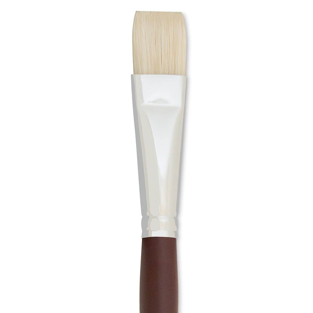 Open in modal - Silver Brush Silverstone Premium White Hog Bristle Brush - Bright, Long Handle, Size 10 close up