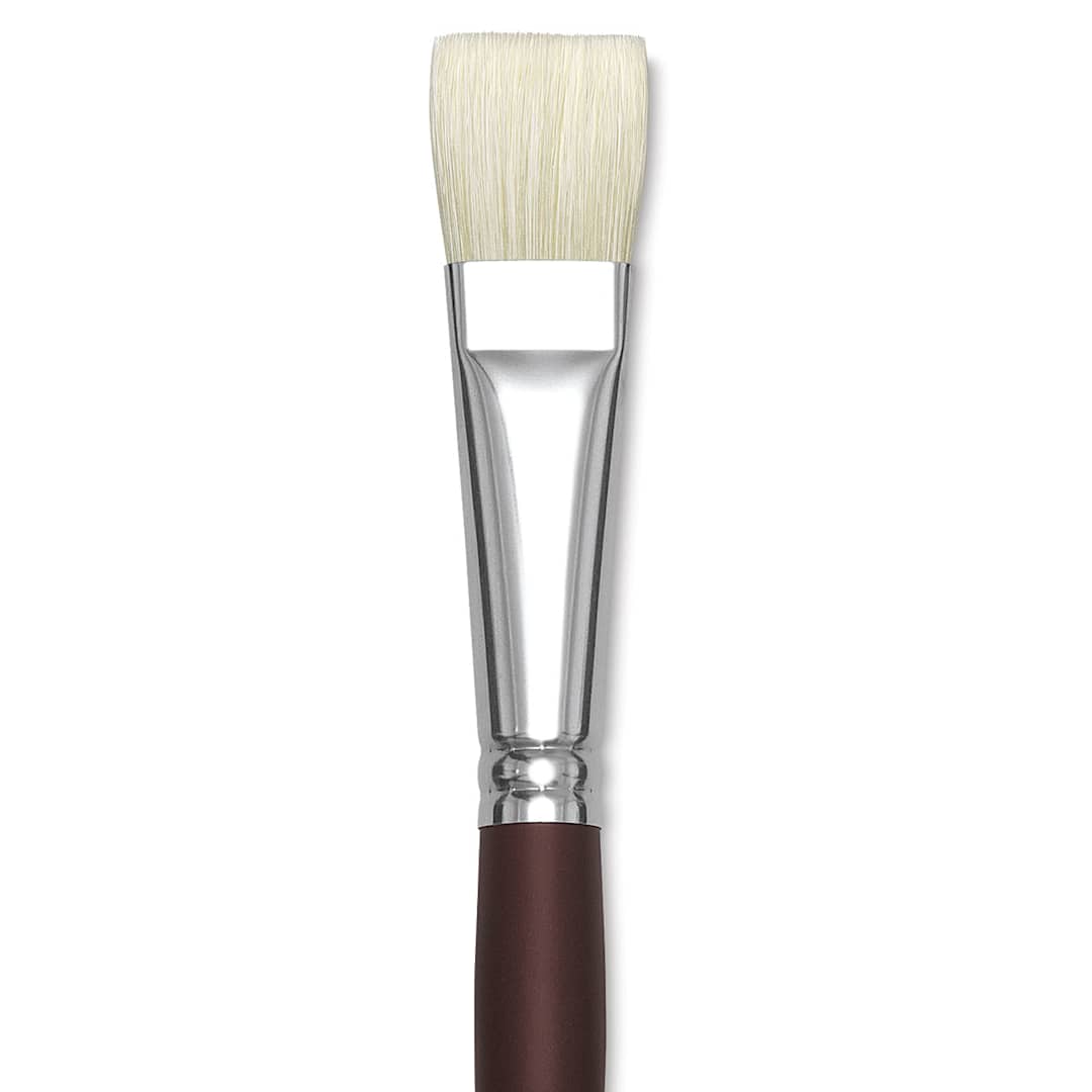 Open in modal - Silver Brush Silverstone Premium White Hog Bristle Brush - Bright, Long Handle, Size 12 close up