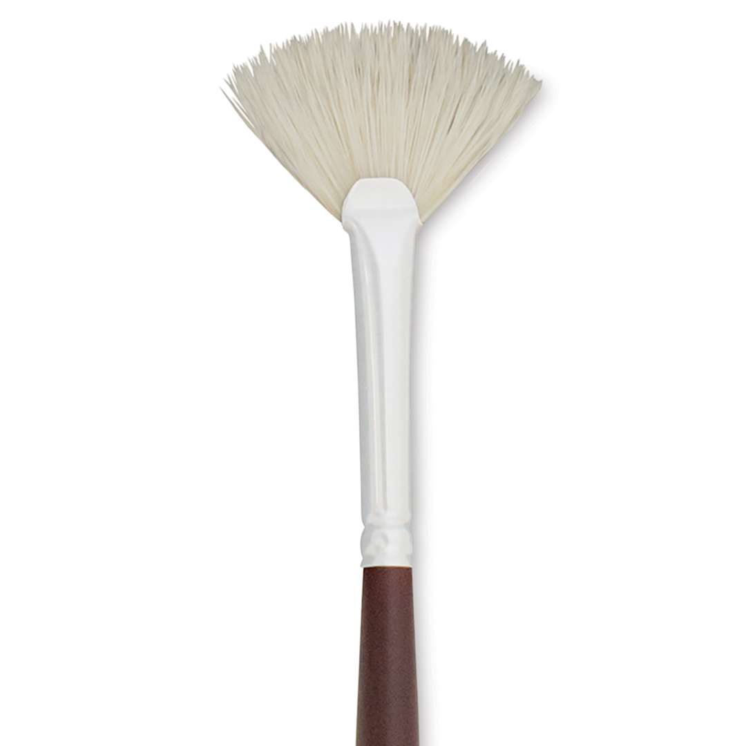 Open in modal - Silver Brush Silverstone Premium White Hog Bristle Brush - Fan, Long Handle, Size 1 close up