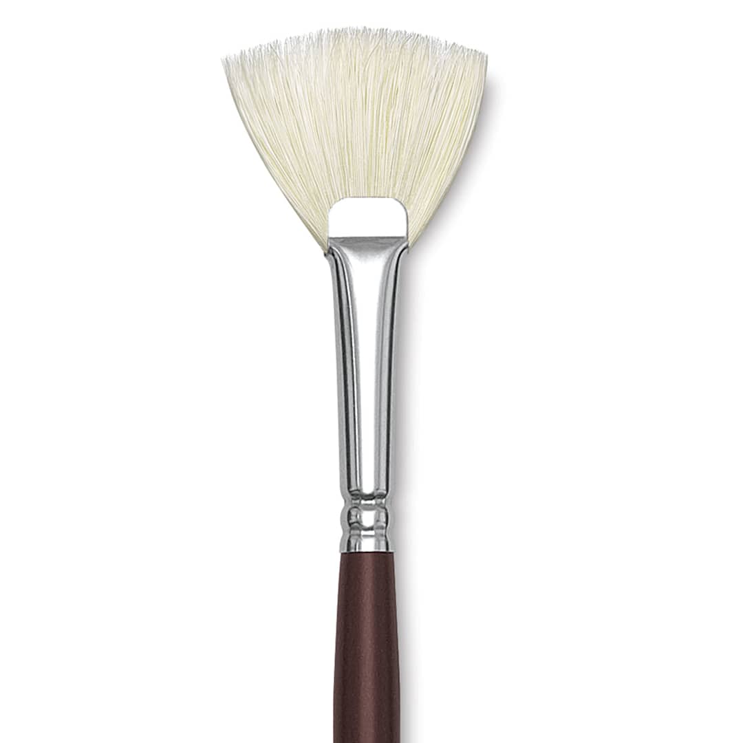Open in modal - Silver Brush Silverstone Premium White Hog Bristle Brush - Fan, Long Handle, Size 4 close up