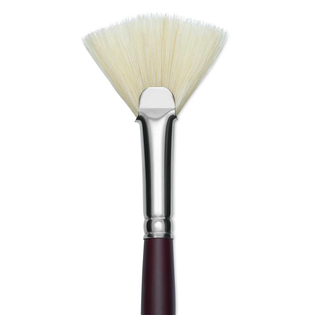 Open in modal - Silver Brush Silverstone Premium White Hog Bristle Brush - Fan, Long Handle, Size 6, close-up