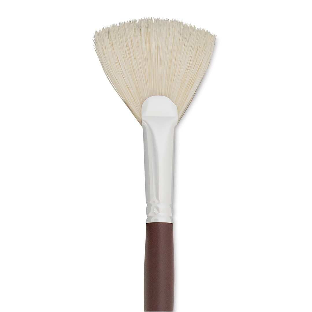 Open in modal - Silver Brush Silverstone Premium White Hog Bristle Brush - Fan, Long Handle, Size 10 close up