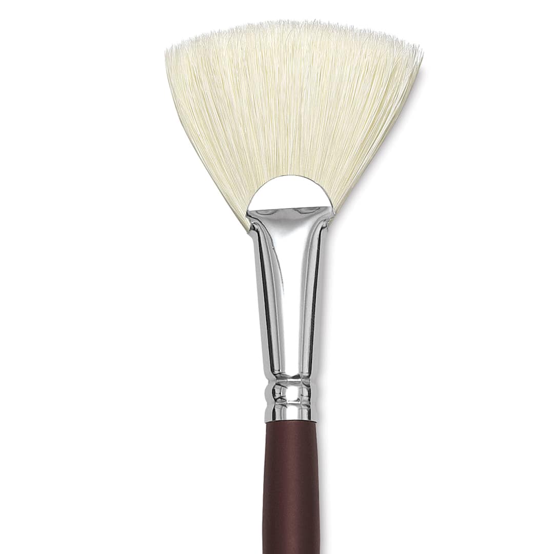 Open in modal - Silver Brush Silverstone Premium White Hog Bristle Brush - Fan, Long Handle, Size 12 close up
