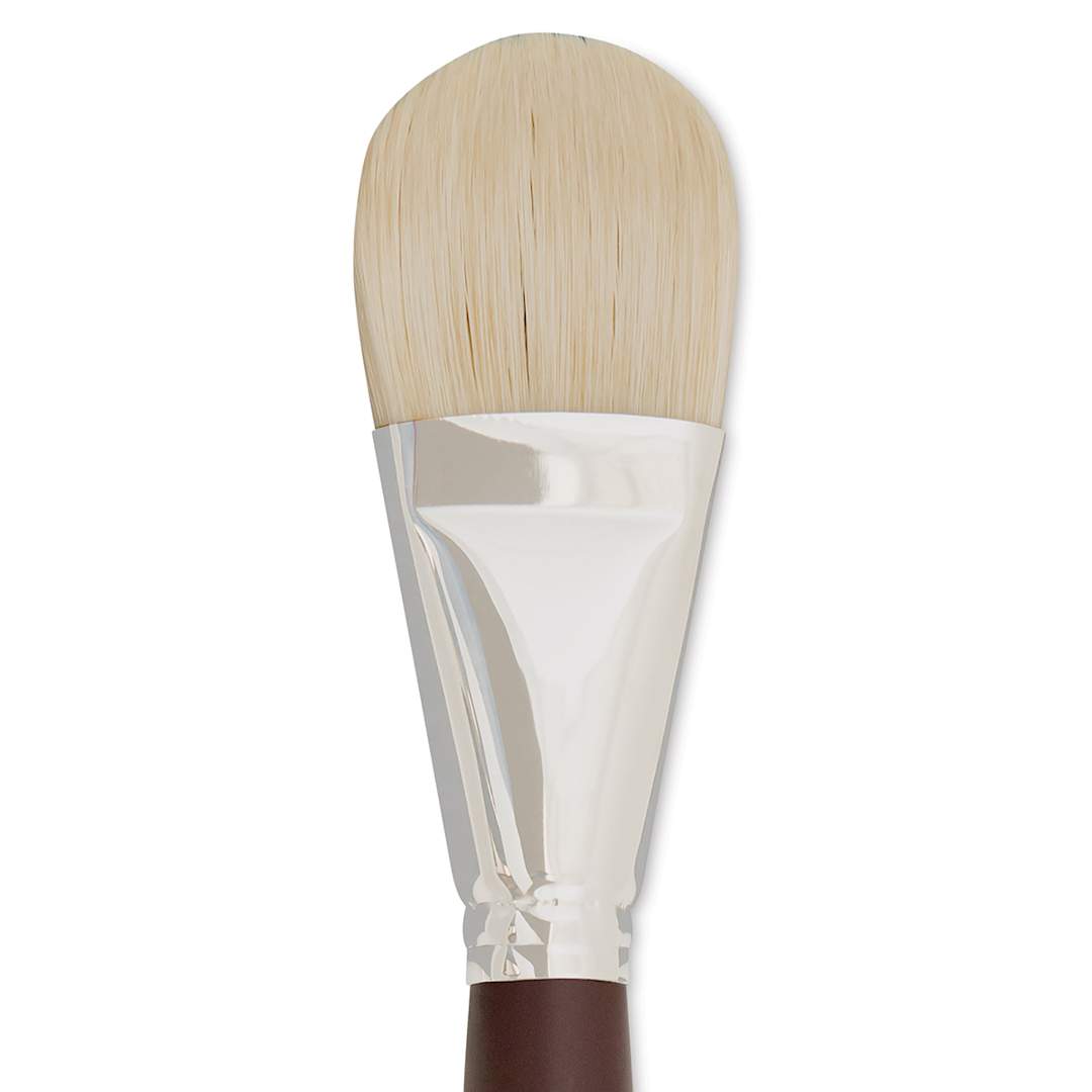 Open in modal - Silver Brush Silverstone Premium White Hog Bristle Brush - Filbert, Long Handle, Size 20 close up