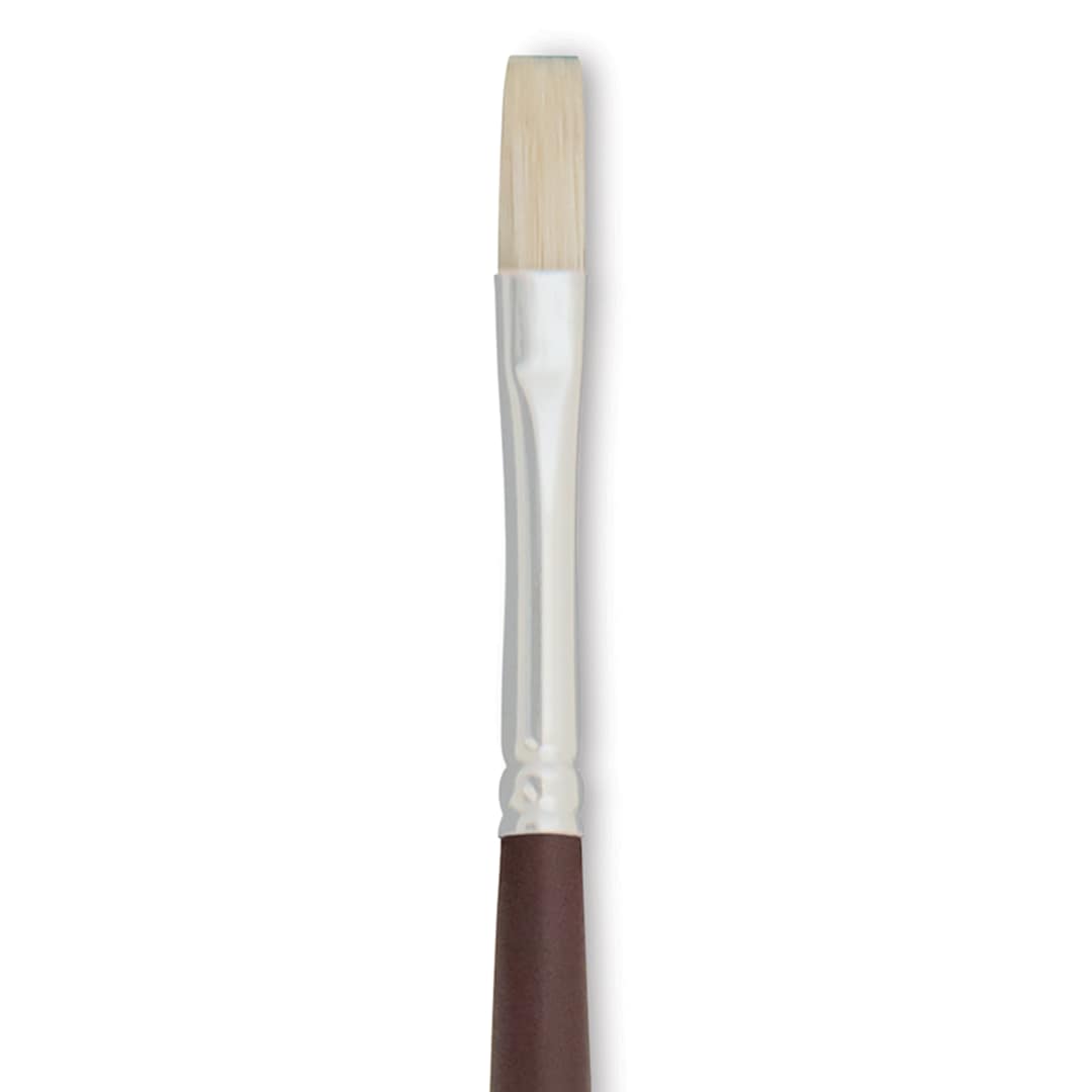 Open in modal - Silver Brush Silverstone Premium White Hog Bristle Brush - Flat, Long Handle, Size 1 close up