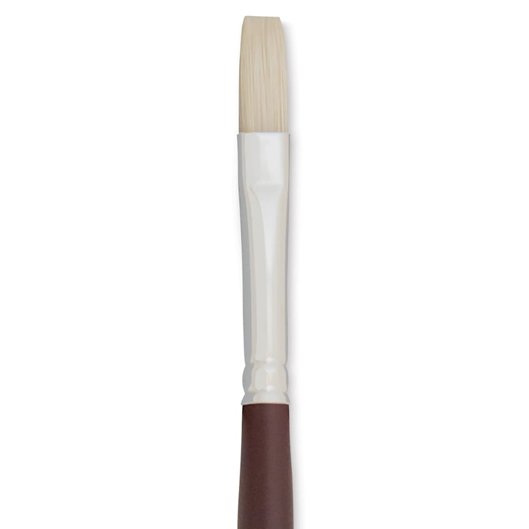 Open in modal - Silver Brush Silverstone Premium White Hog Bristle Brush - Flat, Long Handle, Size 3 close up