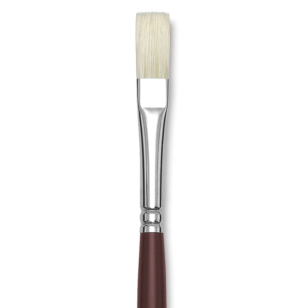 Open in modal - Silver Brush Silverstone Premium White Hog Bristle Brush - Flat, Long Handle, Size 4 close up