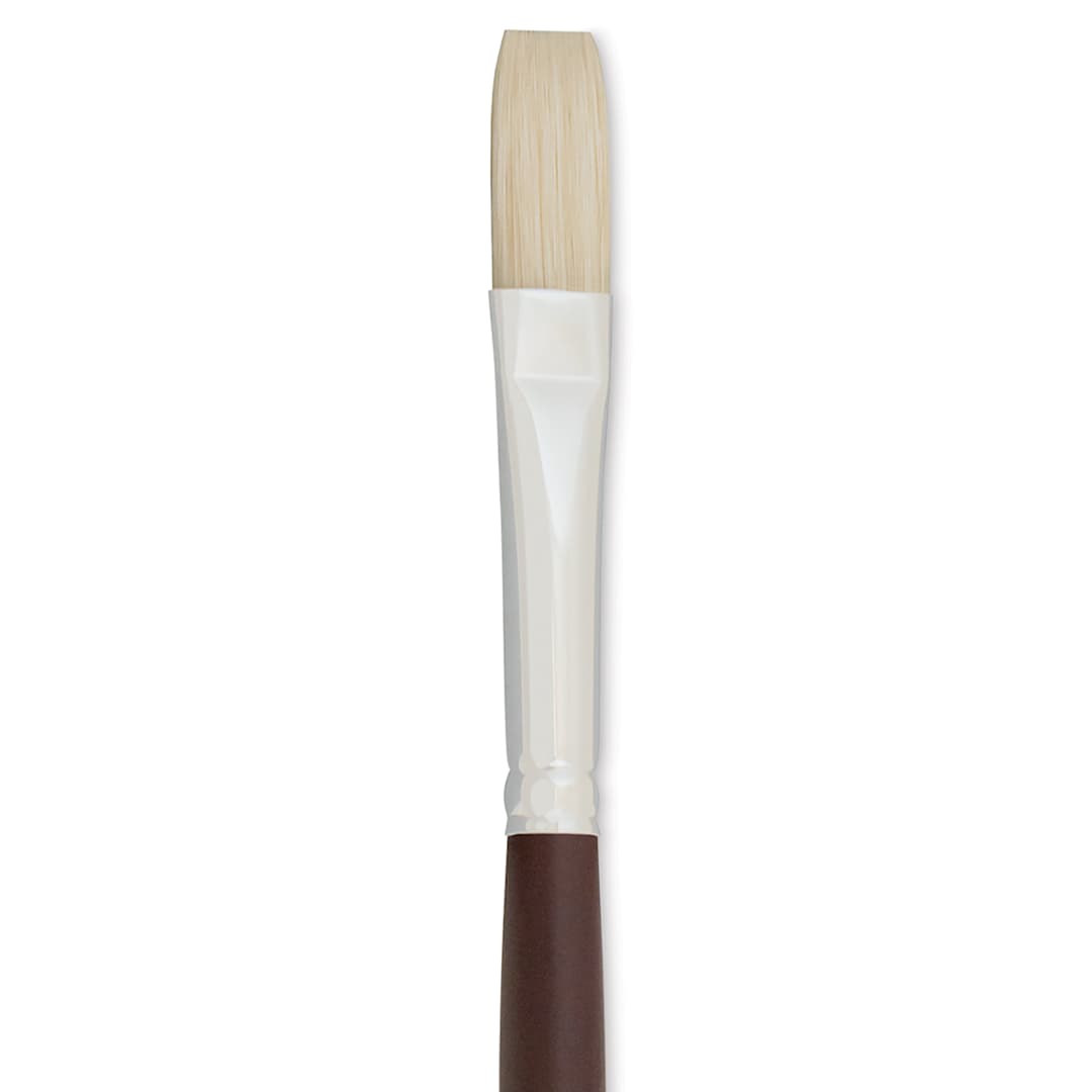 Open in modal - Silver Brush Silverstone Premium White Hog Bristle Brush - Flat, Long Handle, Size 6 close up