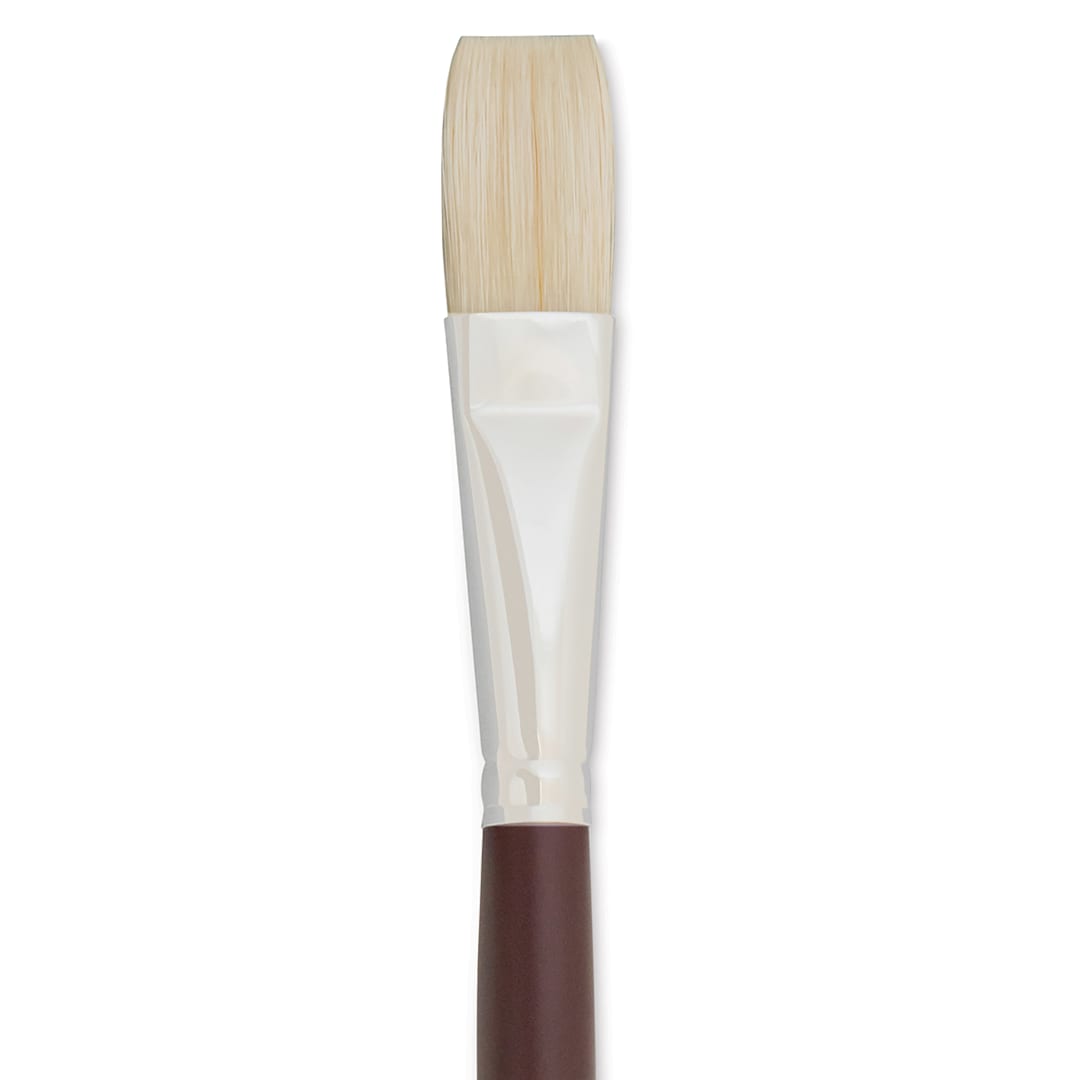 Open in modal - Silver Brush Silverstone Premium White Hog Bristle Brush - Flat, Long Handle, Size 10 close up